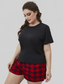 Plus Size Round Neck Tee Shirt and Plaid Shorts Lounge Set nicholesgifts