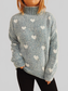 Women Heart Heathered Turtleneck Drop Shoulder Pullover Sweater nicholesgifts