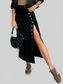 Front Button Slit Midi Denim Skirt nicholesgifts