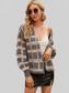 Women Open Front Plaid Long Sleeve Cardigan nicholesgifts