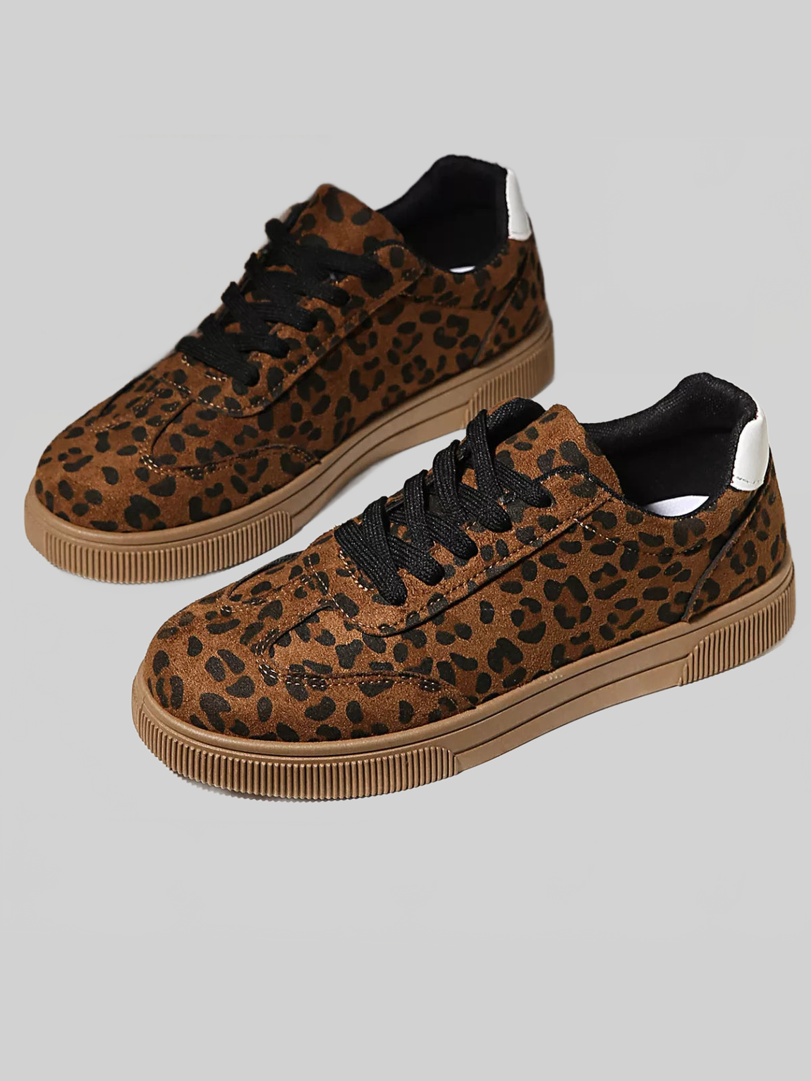 Women Leopard Lace Up Sneakers nicholesgifts