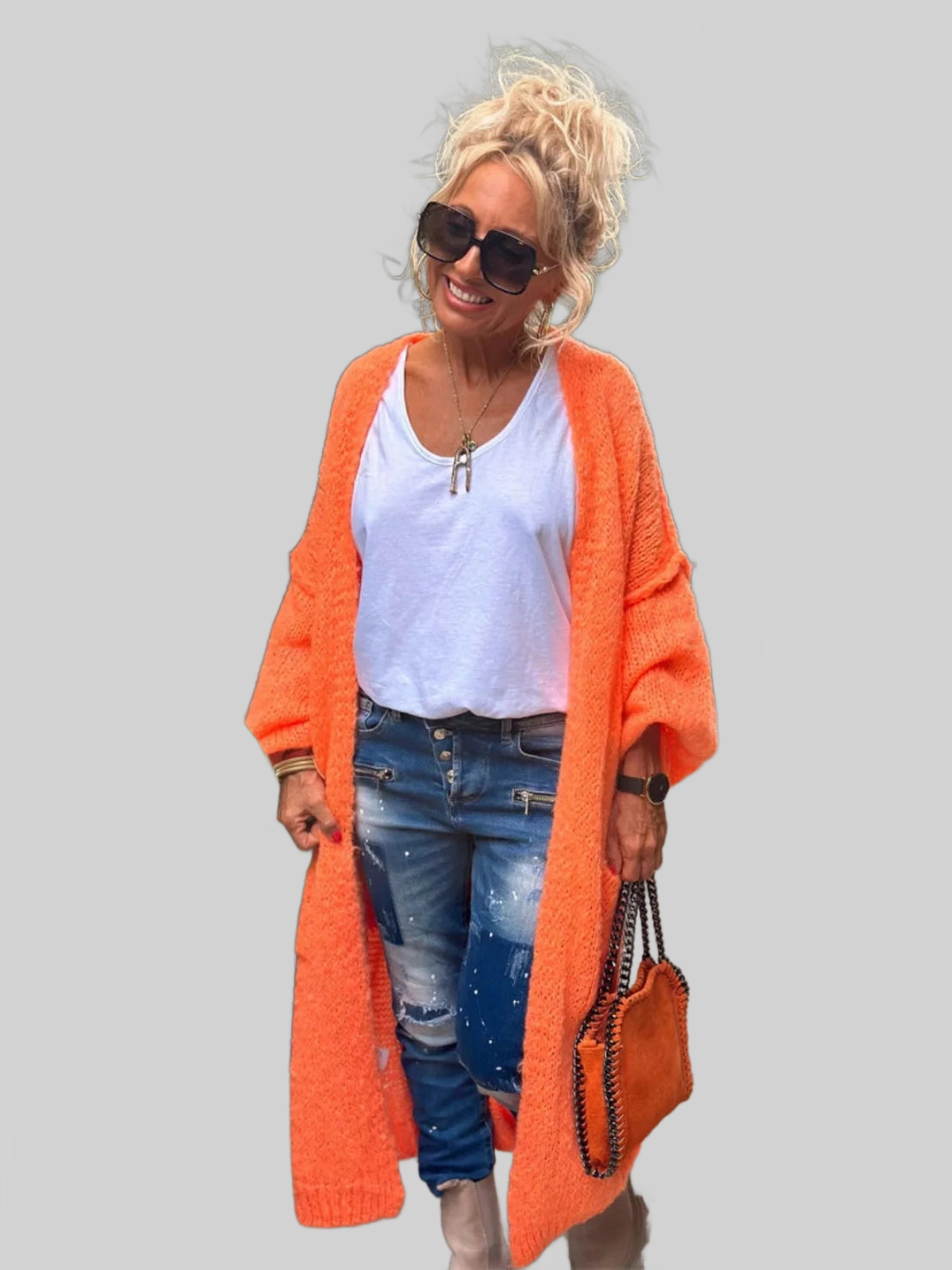 Letter Dropped Shoulder Long Sleeve Cardigan nicholesgifts