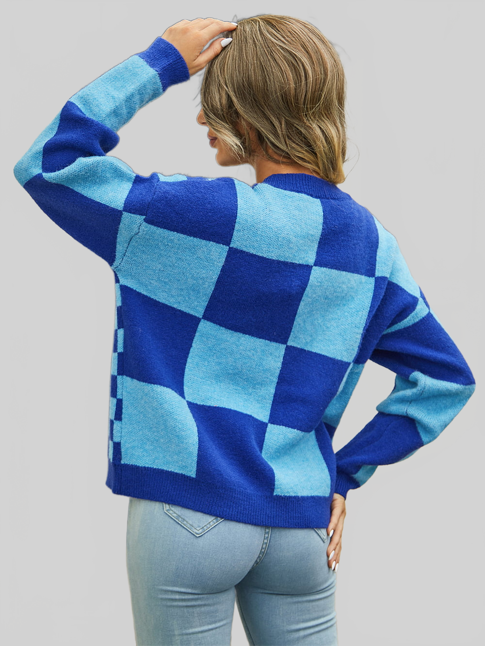 Angel Wings Plaid V-Neck Dropped Shoulder Cardigan nicholesgifts