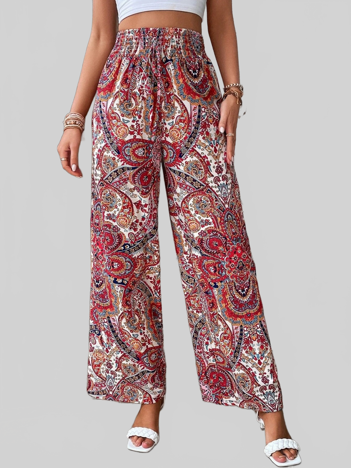 Women Printed Wide Leg Pants NicholesGifts