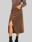 Women Front Slit Shift High Waist Midi Skirt nicholesgifts