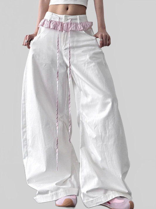 Women Wide Leg Drawstring Casual Pants nicholesgifts