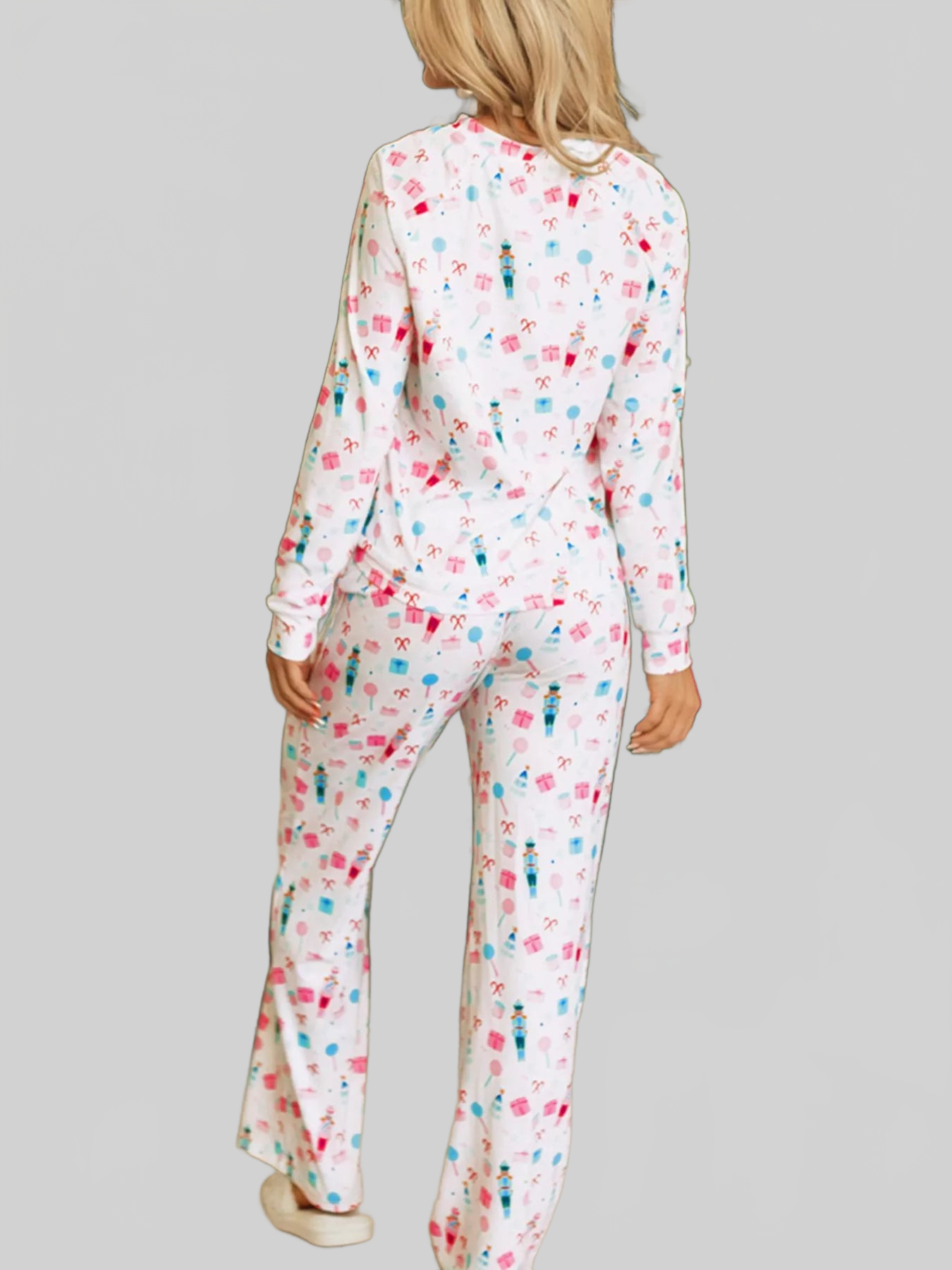 Christmas Pattern Long Sleeve Top and Wide Leg Pants Set nicholesgifts