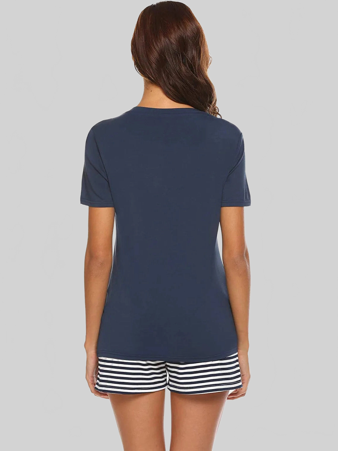 Striped Short Sleeve Top and Shorts Lounge Set nicholesgifts