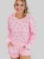Heart Print Long Sleeve Top and Shorts Lounge Set nicholesgifts