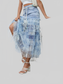 Women Tiered Ruffle Denim Patchwork Skirt nicholesgifts