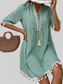 Tassel Printed Notched Half Sleeve Mini Dress nicholesgifts