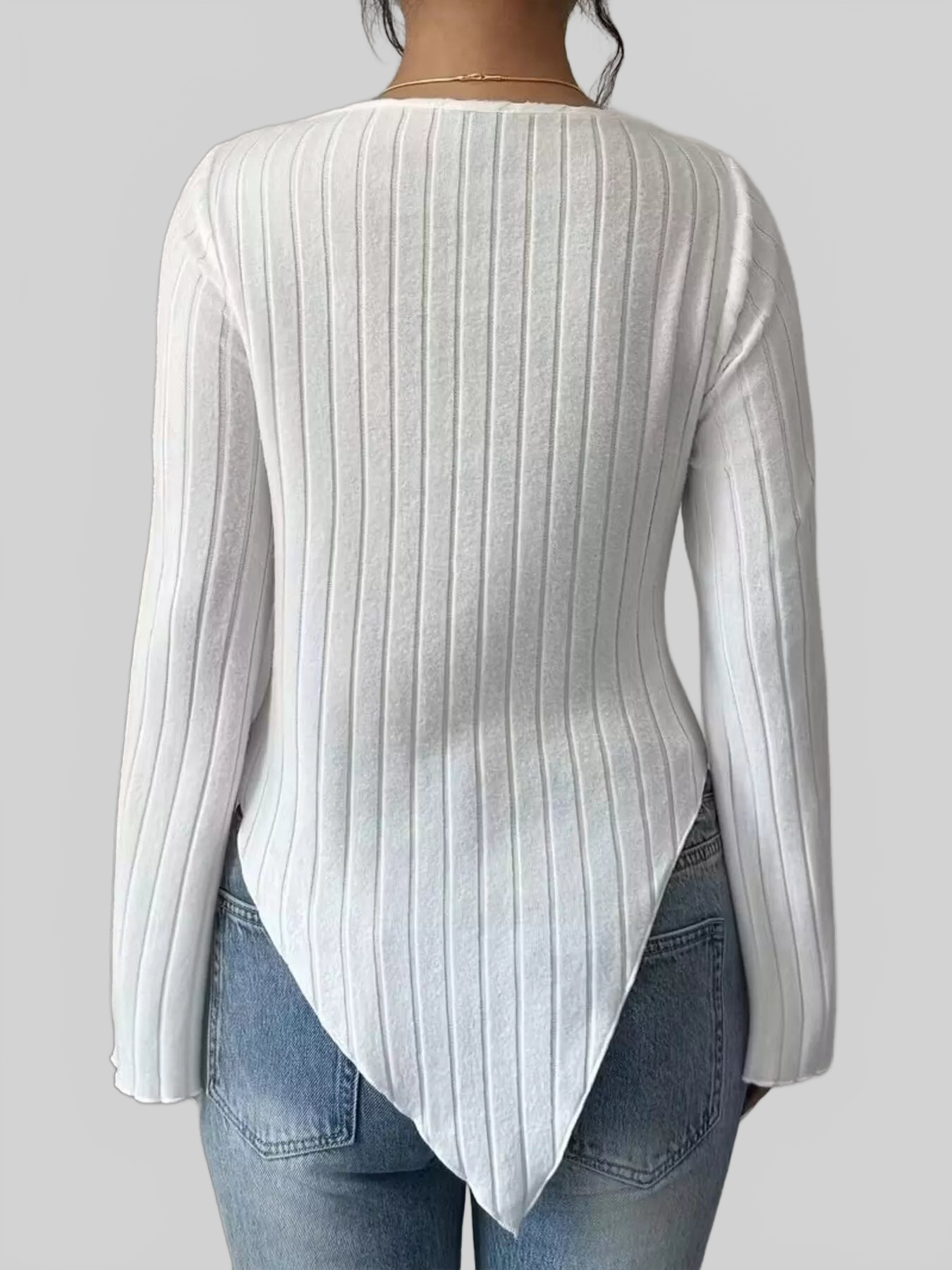 Cowl Neck Ribbed Knit T-Shirt nicholesgifts