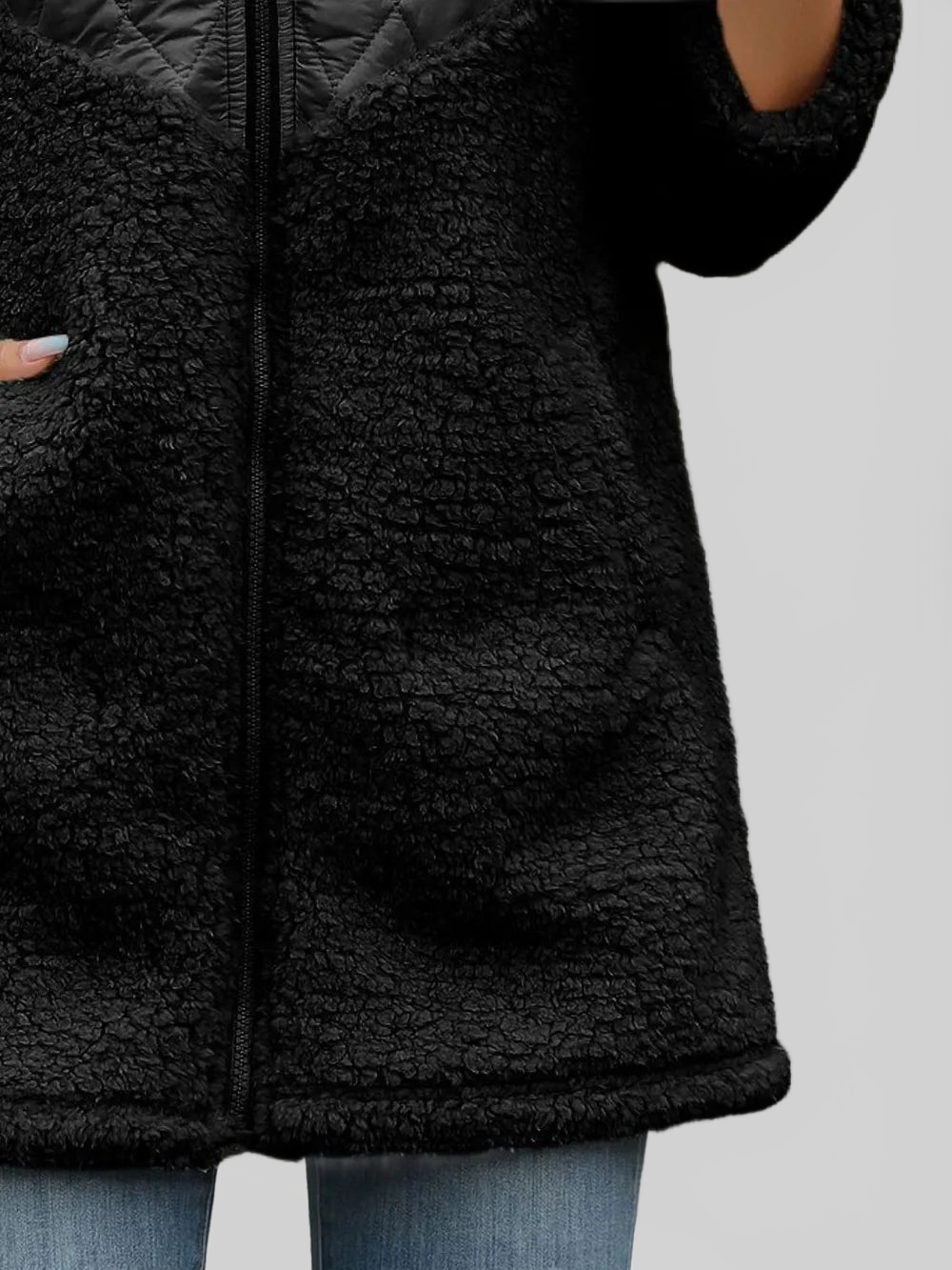 Fuzzy Zip Up Long Sleeve Hooded Jacket nicholesgifts