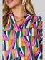 Women Double Take Full Size Geometric Notched Dolman Sleeve Top nicholesgifts