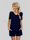 V-Neck Short Sleeve Top and Pocketed Shorts Lounge Set nicholesgifts
