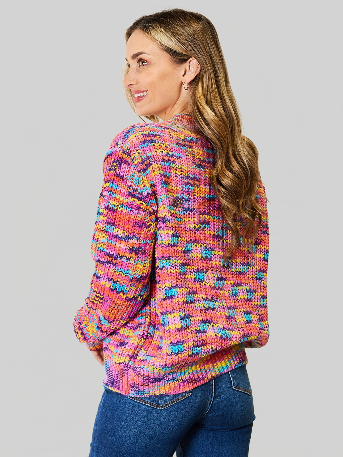 Angel Wings Woven Right V-Neck Long Sleeve Cardigan nicholesgifts