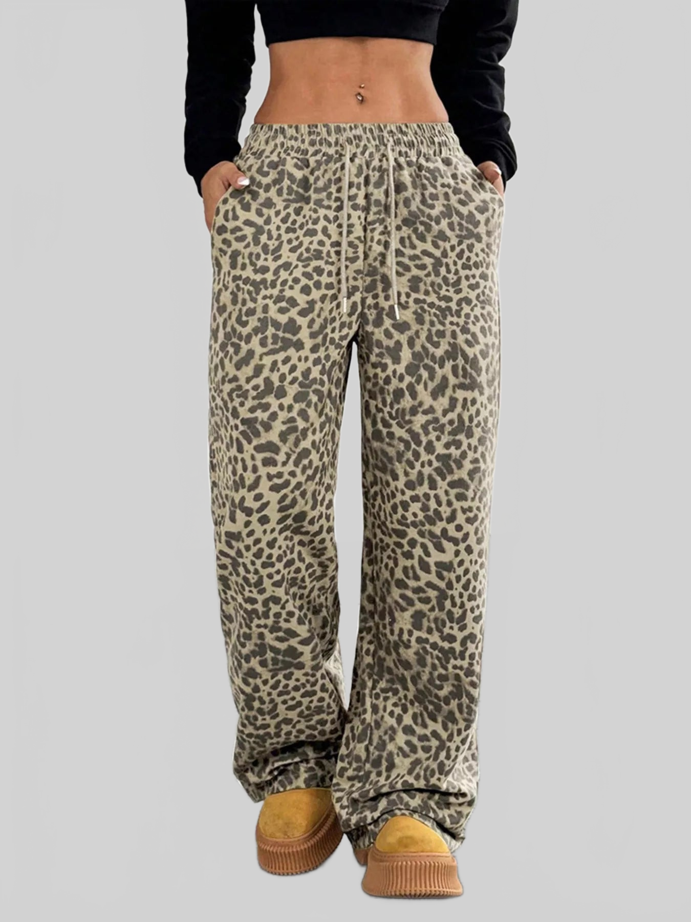 Women Full Size Leopard Print Wide Leg Pants Plus Size nicholesgifts