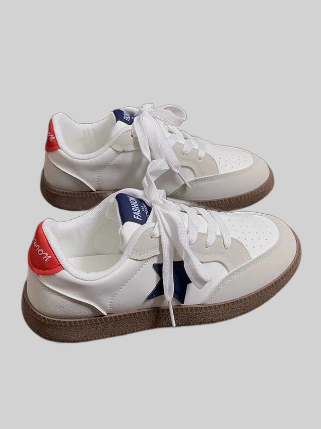 Contrast Star Lace-Up Athletic Sneakers nicholesgifts