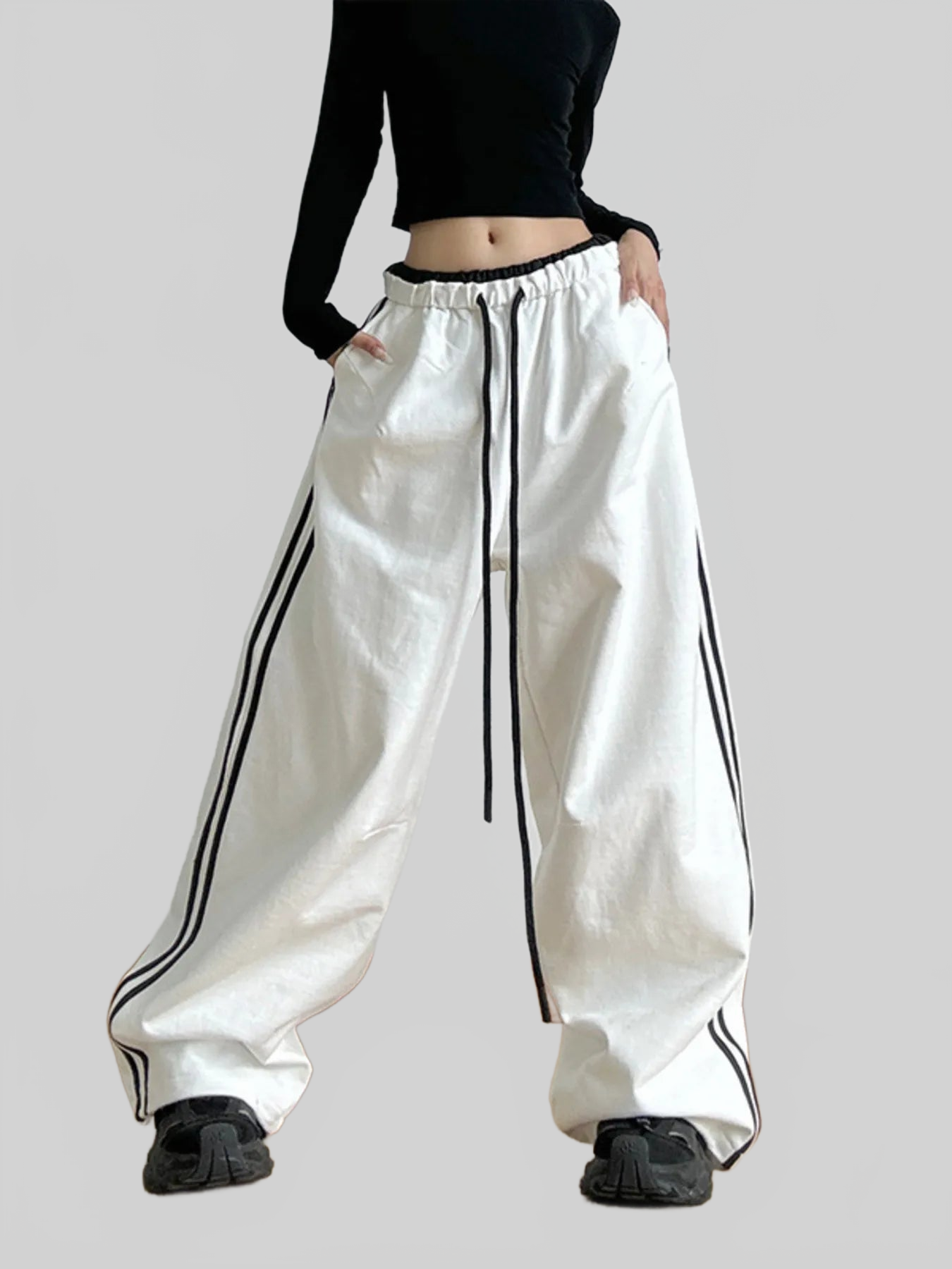 Women Wide Leg Drawstring Pants nicholesgifts