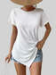 Women Asymmetric Hem Round Neck Short Sleeve T-Shirt nicholesgifts