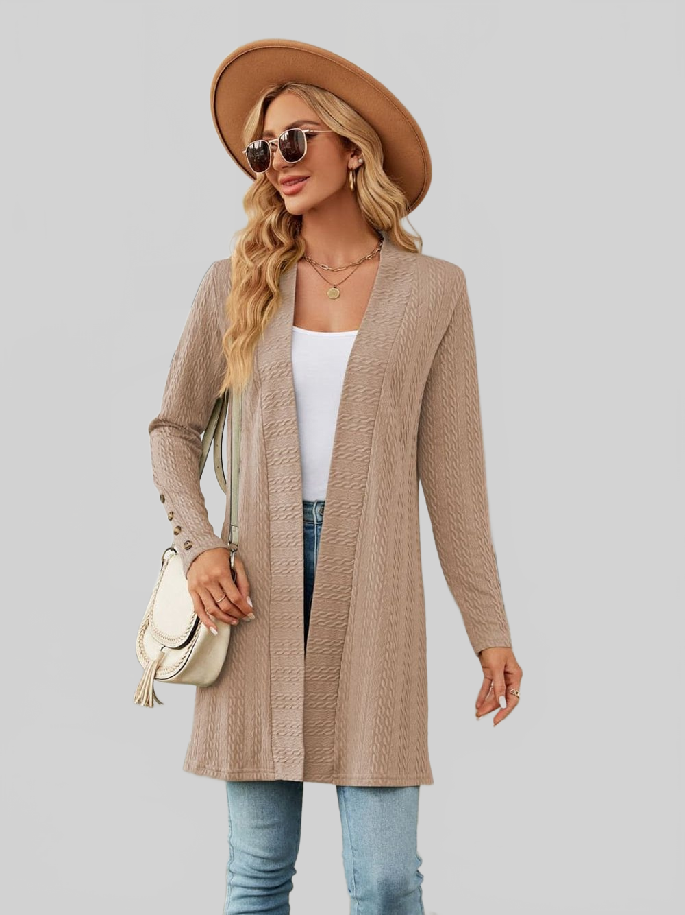 Long Sleeve Open Front Cardigan nicholesgifts