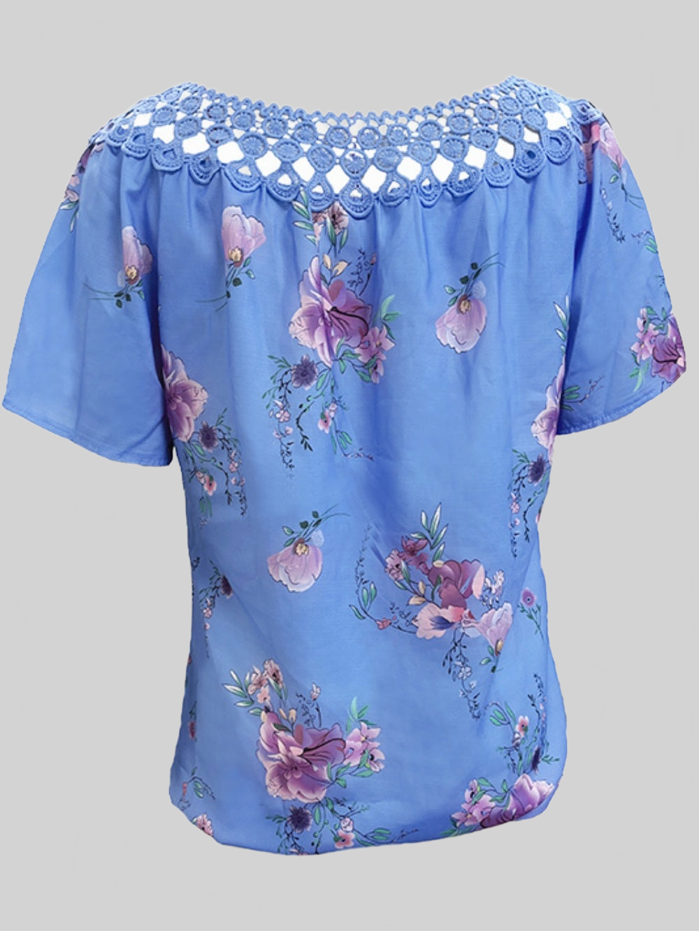 Women Full Size Printed Tie Neck Short Sleeve Blouse nicholesgifts