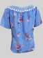 Women Full Size Printed Tie Neck Short Sleeve Blouse nicholesgifts