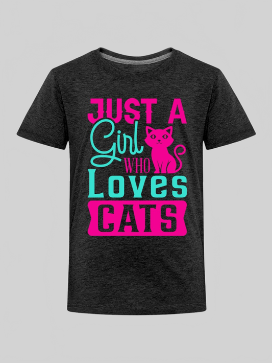 Toddler Girls Just A Girl Who Loves Cats Short Sleeve T-Shirt nicholesgifts