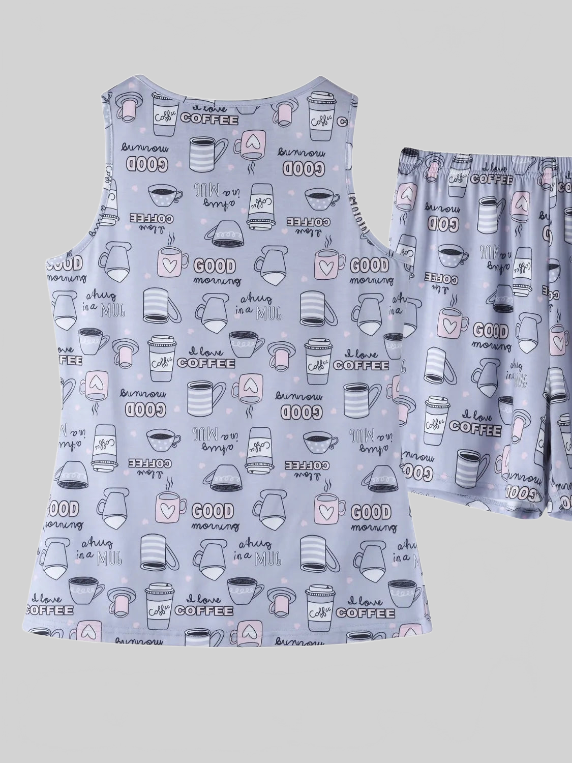Printed Round Neck Top and Shorts Lounge Set nicholesgifts