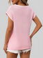 Women Contrast Trim V-Neck Short Sleeve Knit Top nicholesgifts