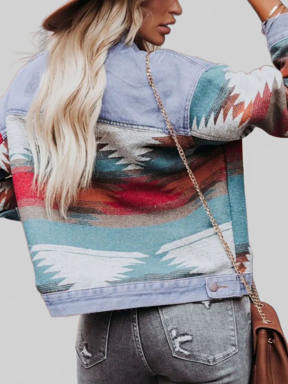 Geometric Button Up Long Sleeve Jacket nicholesgifts