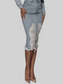 Distressed Slit Denim Skirt nicholesgifts
