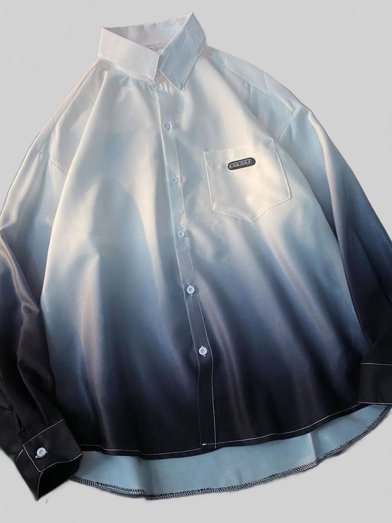 Men's Plus Size Gradient Long Sleeve Button-Up Shirt nicholesgifts