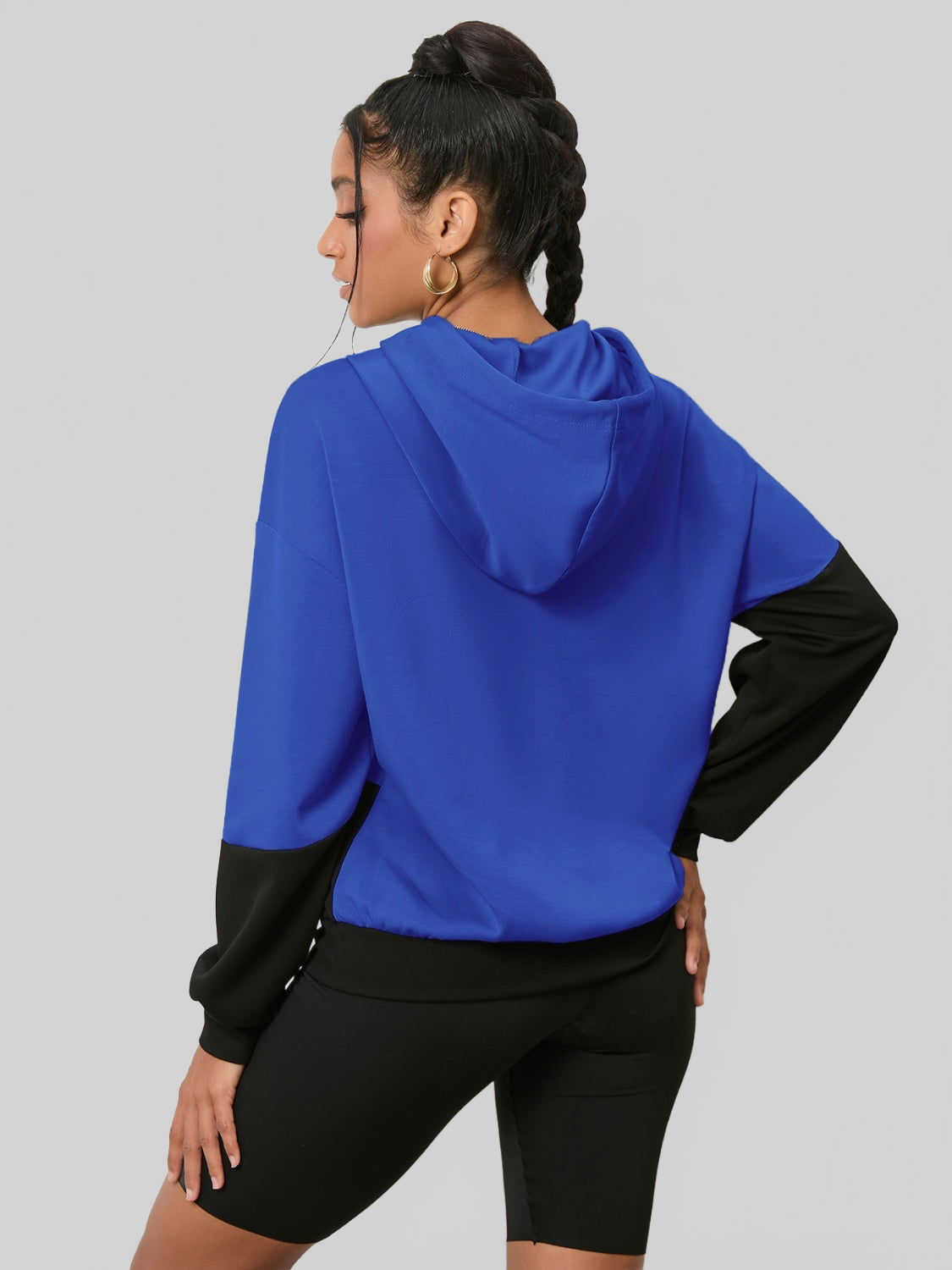 Women Casual Graphic Two-Tone Long Sleeve Hoodie NicholesGifts