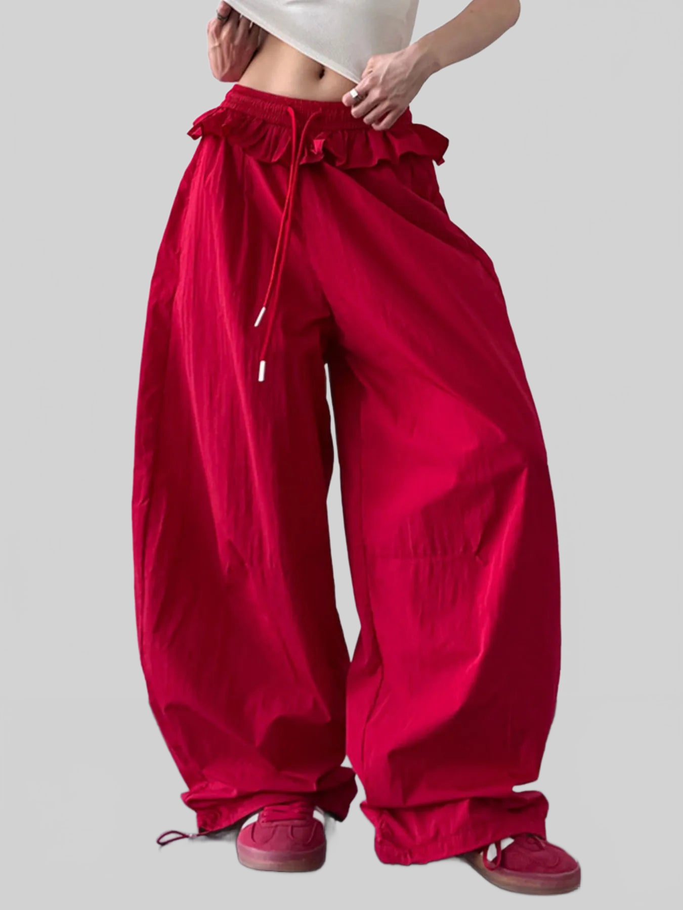 Women Drawstring Wide Leg Pants nicholesgifts
