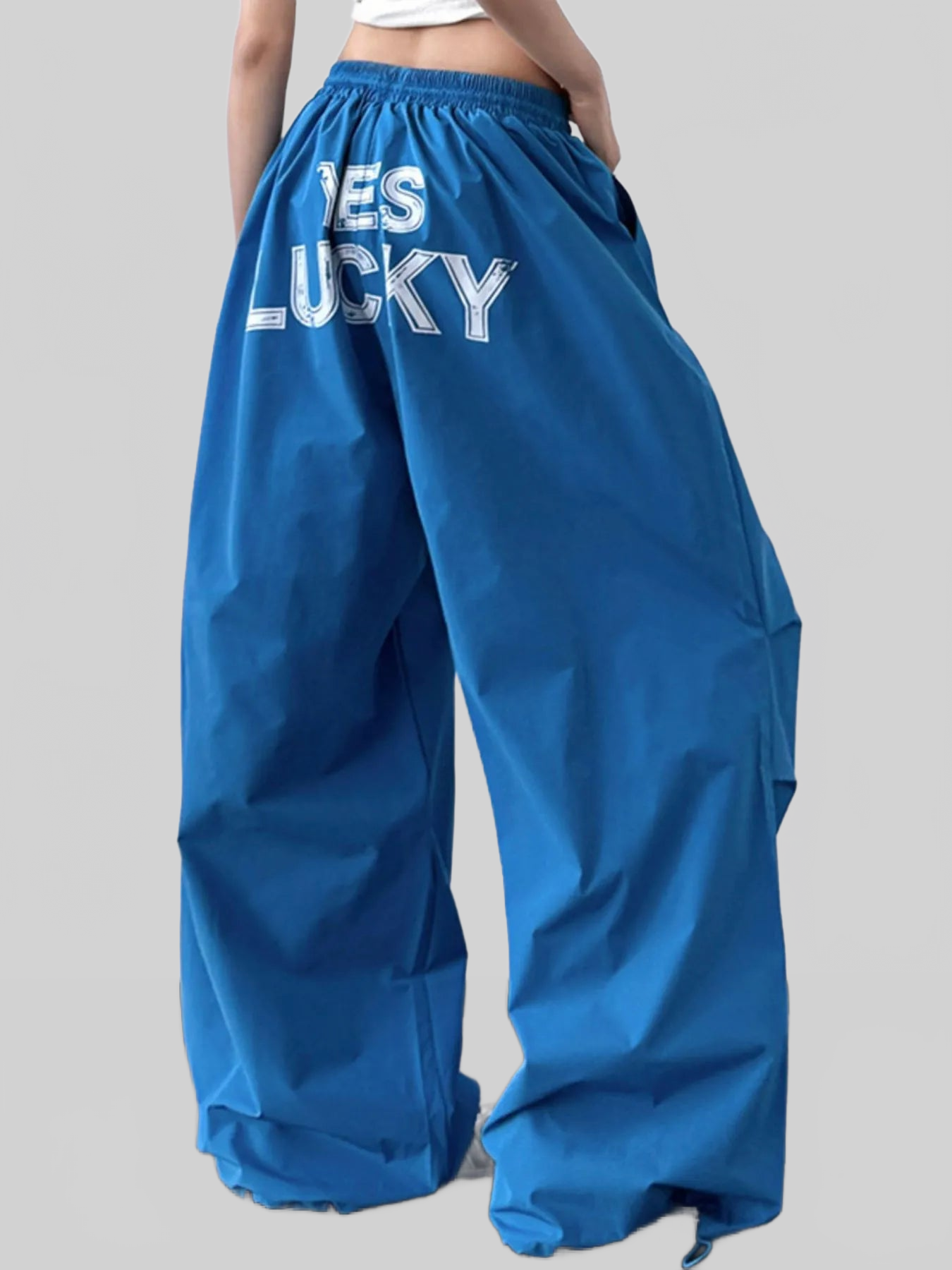 Letter Back Wide Leg Drawstring Pants nicholesgifts