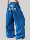 Letter Back Wide Leg Drawstring Pants nicholesgifts