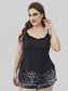 Plus Size Lace Trim Scoop Neck Cami and Printed Shorts Pajama Set nicholesgifts