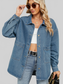 Women Removable Hood Button Up Long Sleeve Denim Jacket nicholesgifts