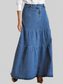 Tiered Maxi Denim Skirt with Zipper Detail nicholesgifts