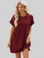 Round Neck Rolled Short Sleeve Tee Dress nicholesgifts