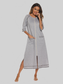 Zip Up Slit Round Neck Night Dress with Pockets nicholesgifts