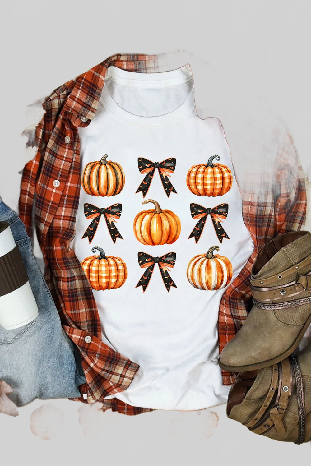 Pumpkin Round Neck Short Sleeve T-Shirt nicholesgifts
