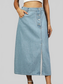 Slit Button Detail Denim Midi Skirt nicholesgifts