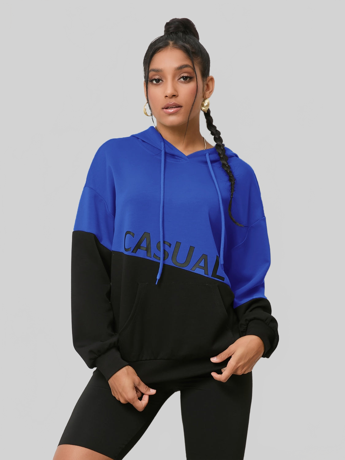 Women Casual Graphic Two-Tone Long Sleeve Hoodie NicholesGifts