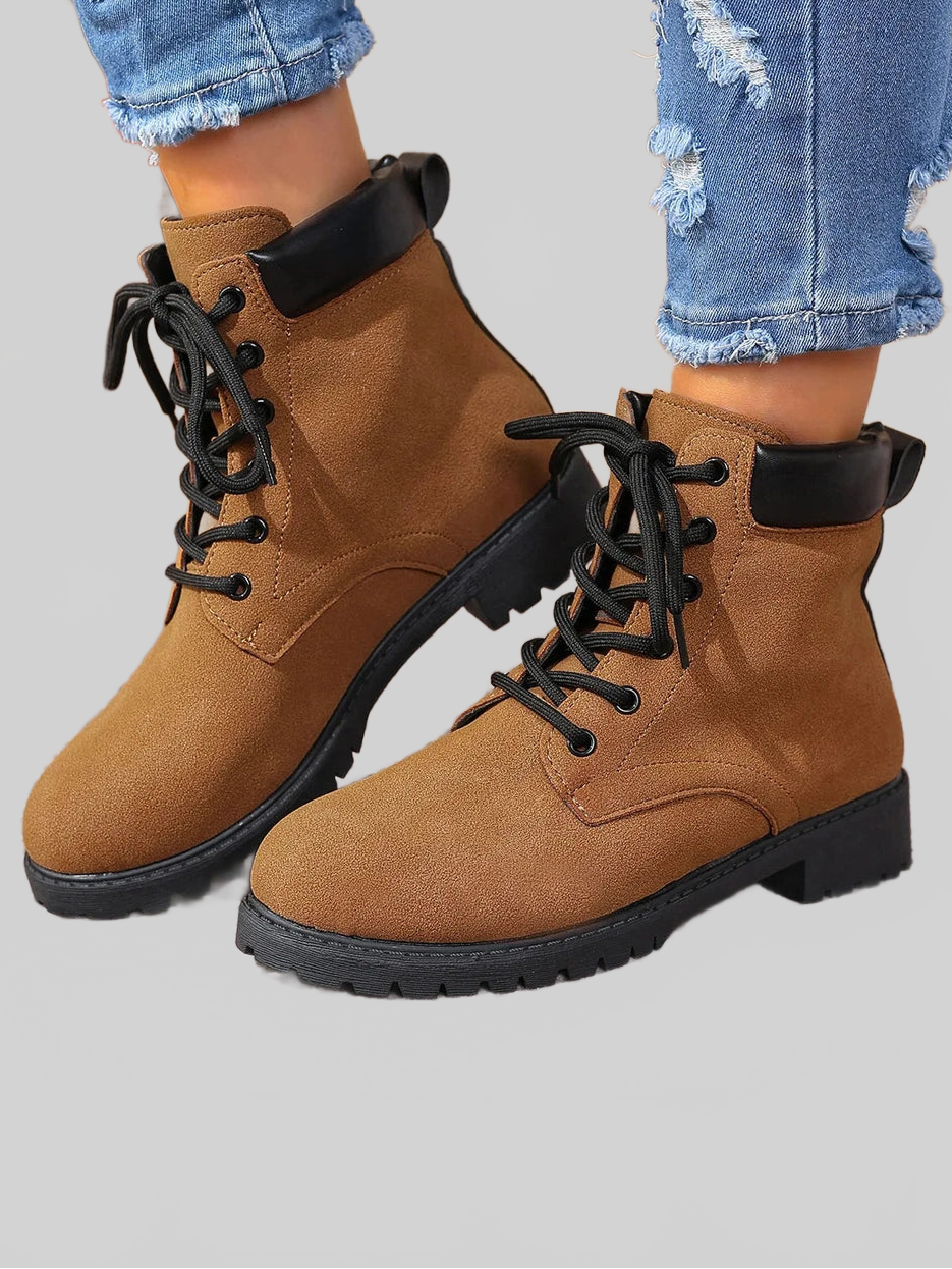 Women Lace Up Block Heel Boots NicholesGifts