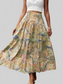 Smocked Printed High Waist Skirt nicholesgifts