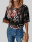 Floral Round Neck Half Sleeve Blouse nicholesgifts