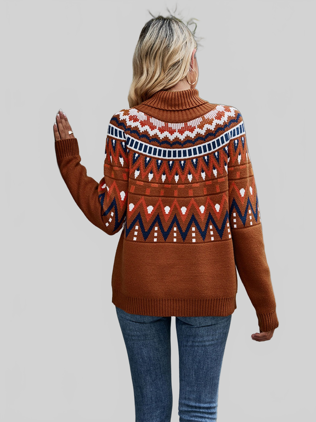 Turtleneck Ribbed Trim Pullover Sweater NicholesGifts