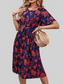 Perfee Printed Round Neck Short Sleeve Dress nicholesgifts